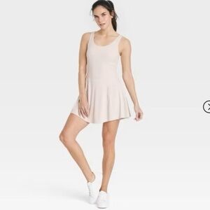 JoyLab Blush Pink Active Tennis Dress with Built-In Shorts - Size L